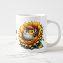 Sweet Birdie Sleeping Swallow On Sunflower
