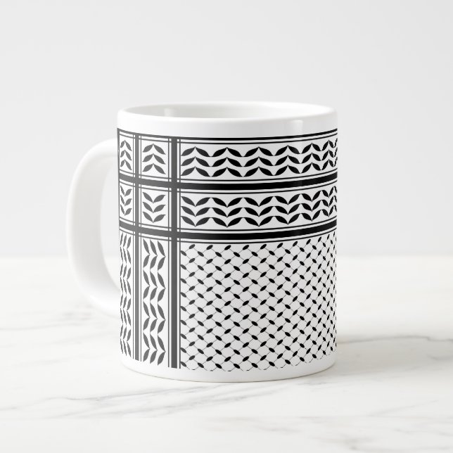 Grande Tasse Symbole Keffiyeh de la Palestine Motif de résistan (Devant gauche)
