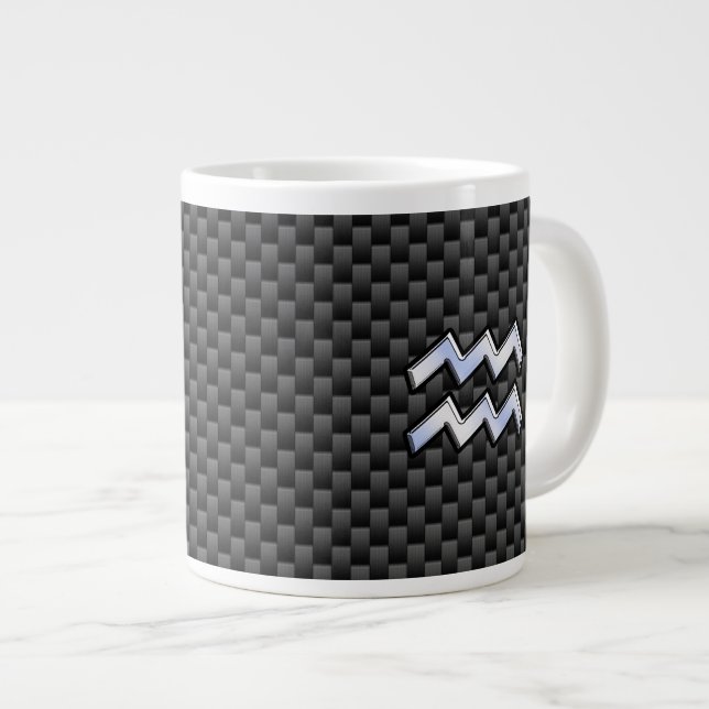 Grande Tasse Symbole Zodiaque d'argent Aquarius Style fibre de  (Devant droit)