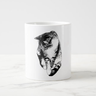 Grande Tasse Tabby Cat Monochrome Musique