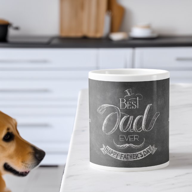 Grande Tasse Tableau noir Meilleur Papa de tous les temps Fête  (Chalkboard Best Dad Ever Father's Day Personalized Giant Coffee Mug)