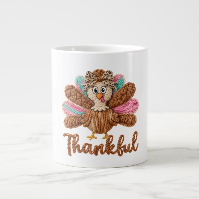 Grande Tasse Thankful Turkey Design – Latch Hook Yarn Crochet S (Devant)
