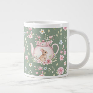 Grande Tasse Théière Lapin Fantaisie Floral Printemps 