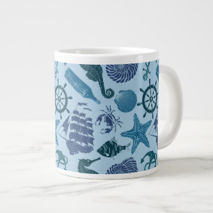 Grande Tasse Tons Nautiques Du Motif Bleu