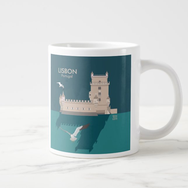 Grande Tasse Tour de Belem de Lisbonne dans le style poster vin (Droite)