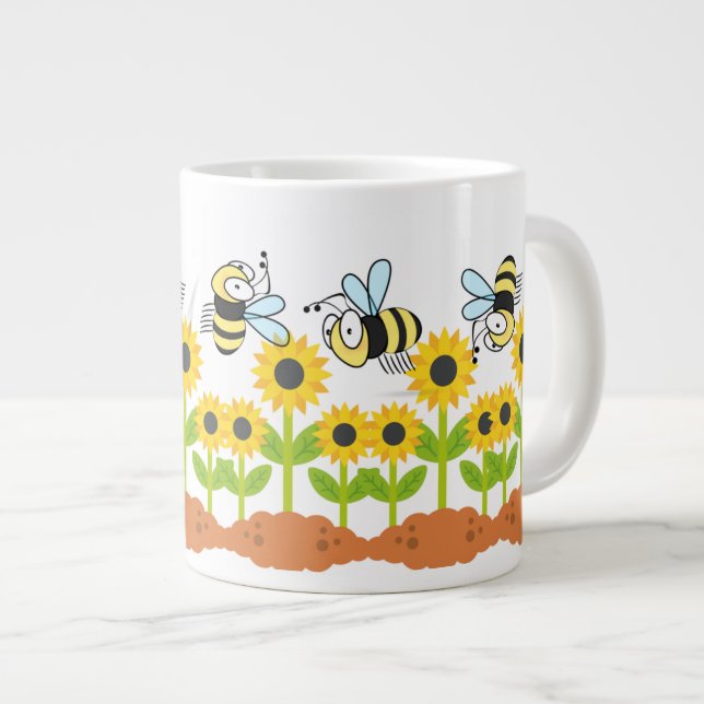 Grande Tasse Tournesol et Joyeux jardin d'abeilles Nature (Devant droit)