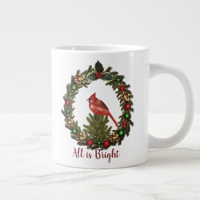 Grande Tasse Tout Est Bright Red Cardinal Christmas Wreath (Droite)