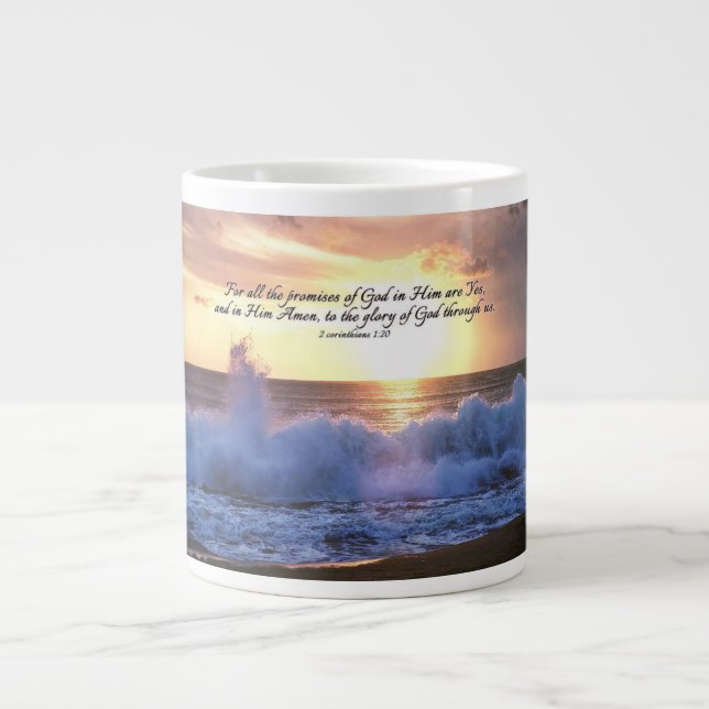 Grande Tasse 'Toutes les promesses de Dieu' Océan (Devant)