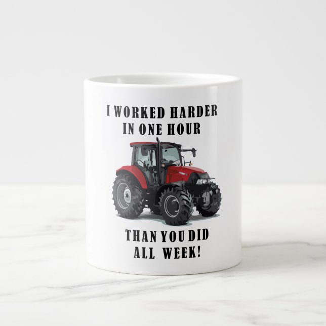 Grande Tasse Tracteur agricole Citations de travail difficile (Devant)