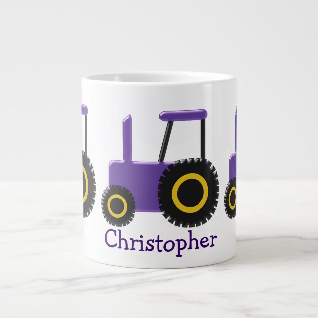 Grande Tasse Tracteur pourpre (Devant)