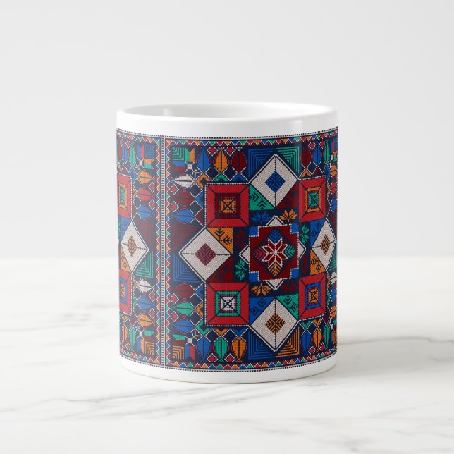 Grande Tasse Traditionnel Palestine Broderie tatreez coloré (Devant)