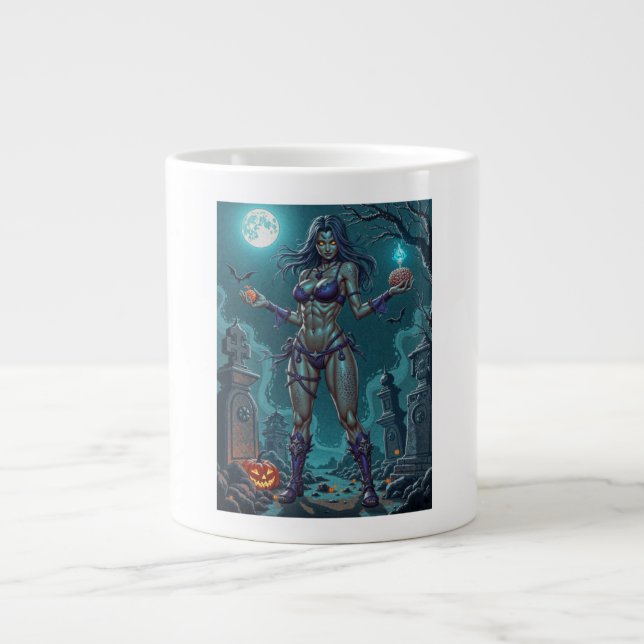 Grande Tasse Traite d'Halloween ou ami Zombie w Cerveau (Devant)