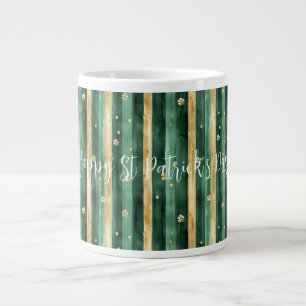 Grande Tasse Trèfle Vert Or Rayures de la Saint-Patrick