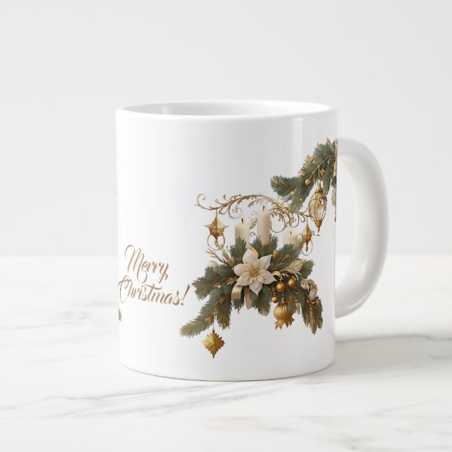 Grande Tasse Trois bougies blanches Noël (Devant droit)