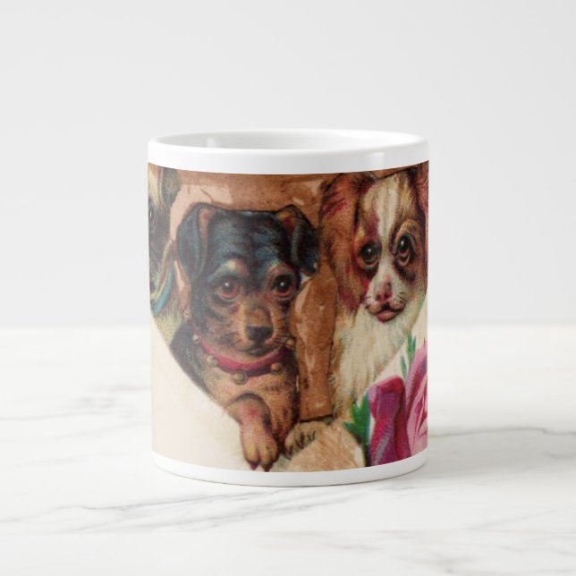 GRANDE TASSE TROIS DOGGIES AVEC MONOGRAM ROSE (Devant)