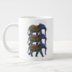 Grande Tasse Trois éléphants colorés en mosaïque