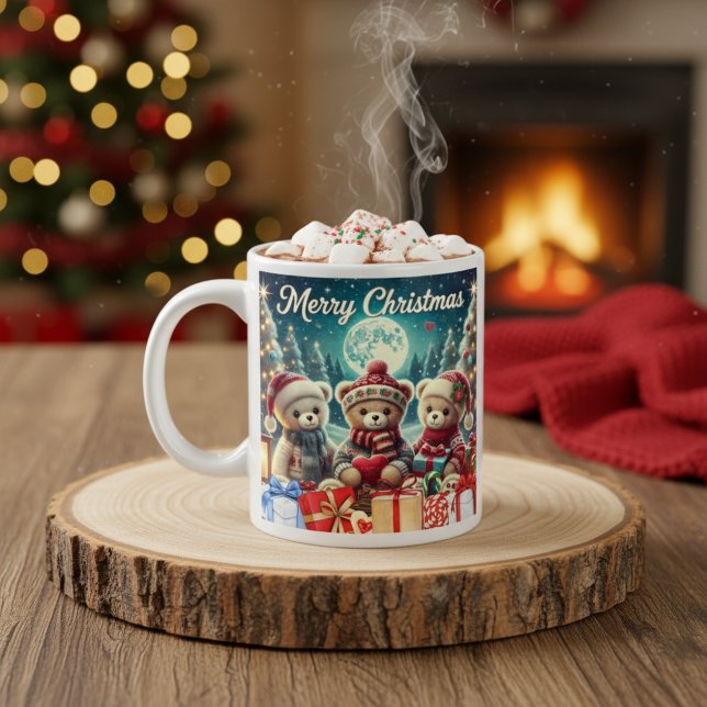 Grande Tasse Trois mignons Nounours Joyeux Noël (Créateur téléchargé)