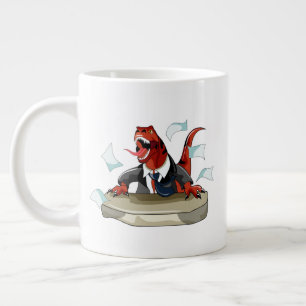 Grande Tasse Tyrannosaurus Rex Boss Assis À Un Bureau.