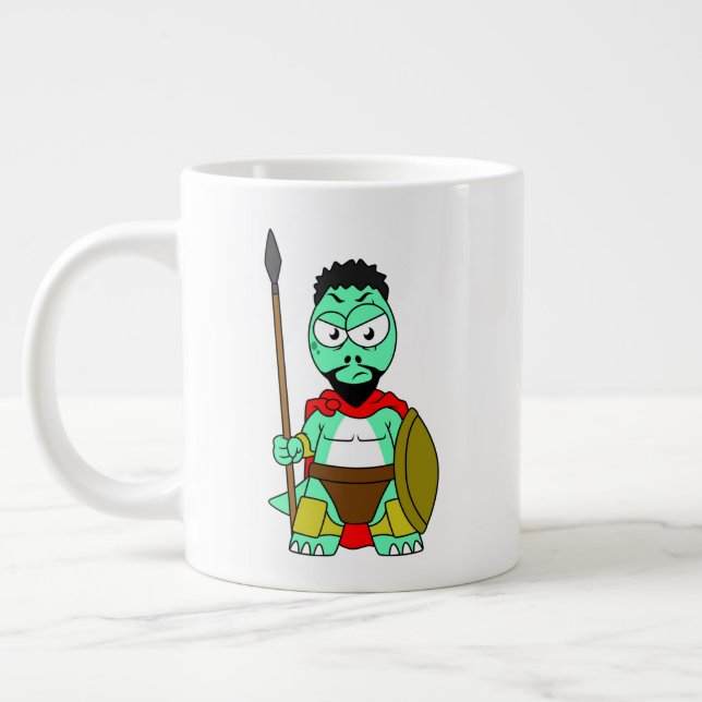 Grande Tasse Tyrannosaurus Rex Habillé Comme Leonidas. (Gauche)