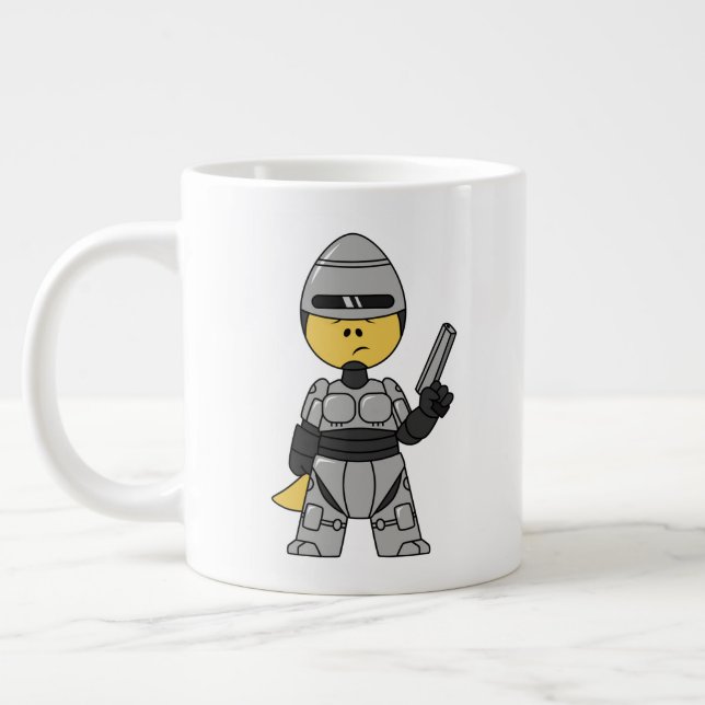 Grande Tasse Tyrannosaurus Rex Habillé Comme Robocop. (Gauche)