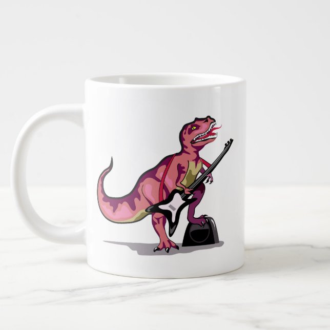 Grande Tasse Tyrannosaurus Rex Jouant La Guitare. (Gauche)