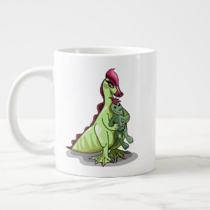 Grande Tasse Un Hadrosaurus Féminin Tenant Une Poupée.