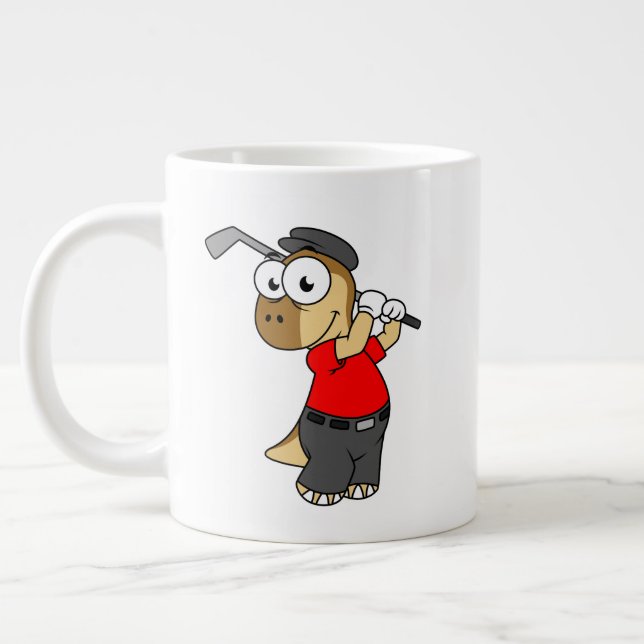 Grande Tasse Un Pachycéphalosaure Dinosaure Jouer Golf. (Gauche)