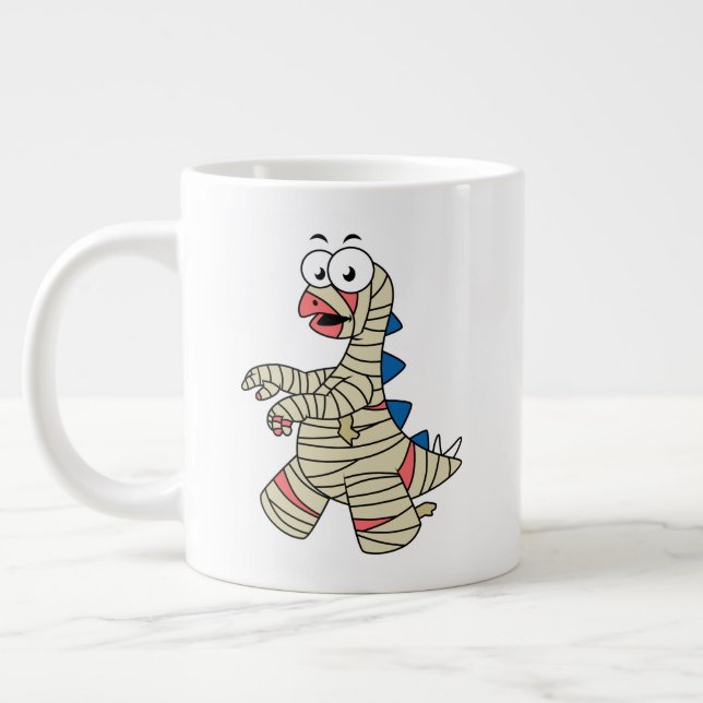 Grande Tasse Un Stegosaurus Caricature Habillé Comme Une Maman. (Gauche)