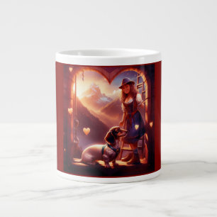 Grande Tasse Une Jeune Fille Alpine Et Son Dachshund Amoureux