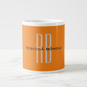 Grande Tasse Unique Unique Orange Initiales Monogramme Moderne