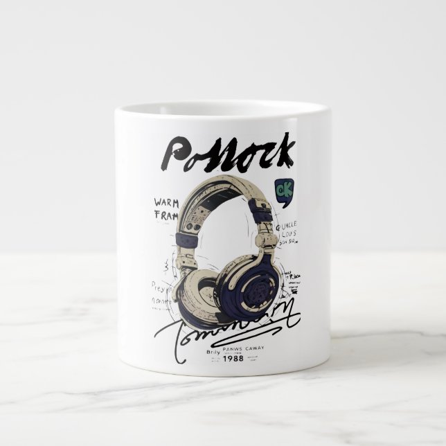 Grande Tasse Urban Retro Headphone Vibe Illustration (Devant)