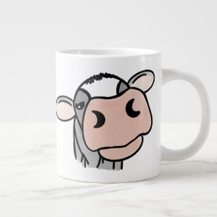 Grande Tasse vache de dessin animé noir blanc rose baiser gris