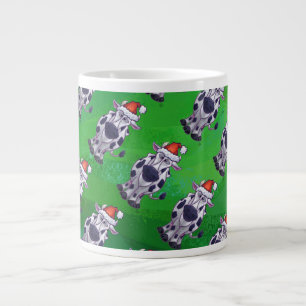 Grande Tasse Vache Noël sur vert