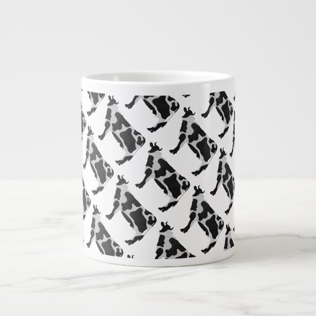 Grande Tasse Vache Noir et Blanc Silhouette (Devant)