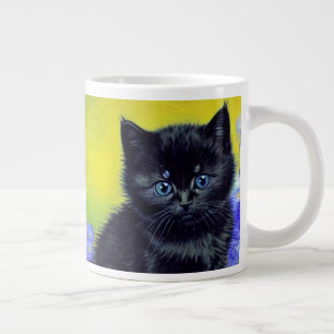 Grande Tasse Van Gogh Chat noir Fleurs violettes