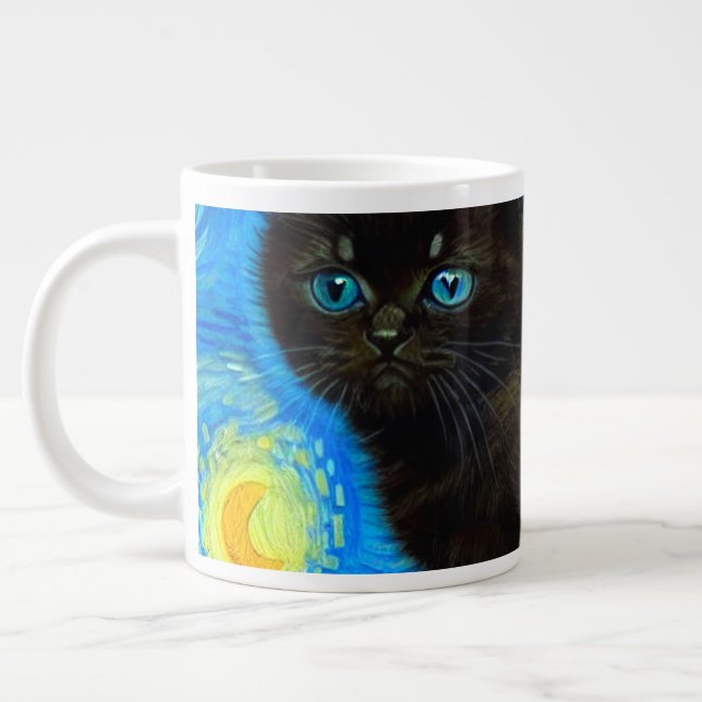 Grande Tasse Van Gogh Style Starry Night Cat (Gauche)