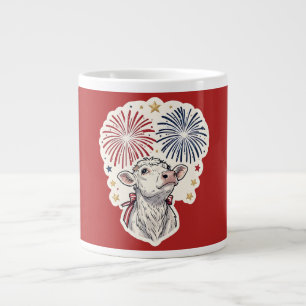 Grande Tasse Veau patriotique Feux d'artifice & Étoiles