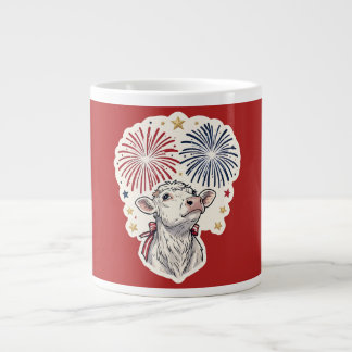 Grande Tasse Veau patriotique Feux d'artifice & Étoiles