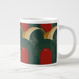 Grande Tasse Vert or Abstrait et rouge