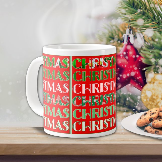 Grande Tasse Vert Rouge de Noël Festif (Créateur téléchargé)