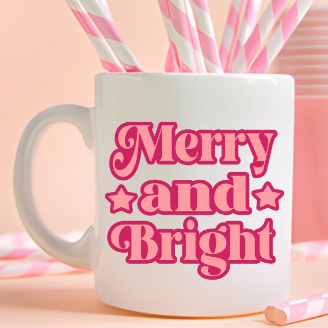 Grande Tasse Vibrant rose joyeux et brillant Noël (Créateur téléchargé)