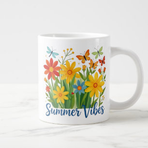 Grande Tasse Vibrations d'été Floral avec Papillons-64534