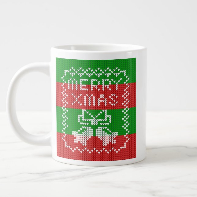 Grande Tasse Vilain pull motif sonnettes Joyeux fils Xmas (Gauche)
