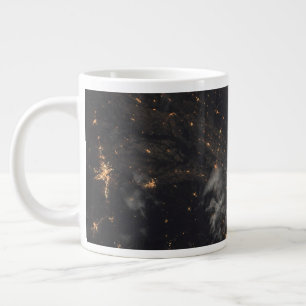 Grande Tasse Ville Lumière La Nuit Sur La Planète Terre