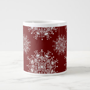 Grande Tasse Vintage Noël Snowflakes Red Blizzard Motif