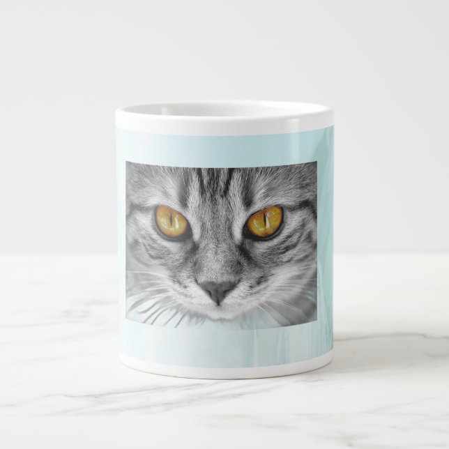 Grande Tasse visage de chat sous l'océan bleu (Devant)