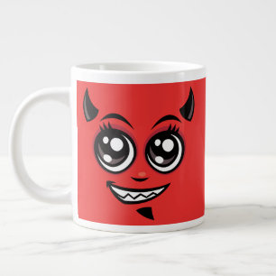 Grande Tasse Visage de diable de dessin animé souriant mignon