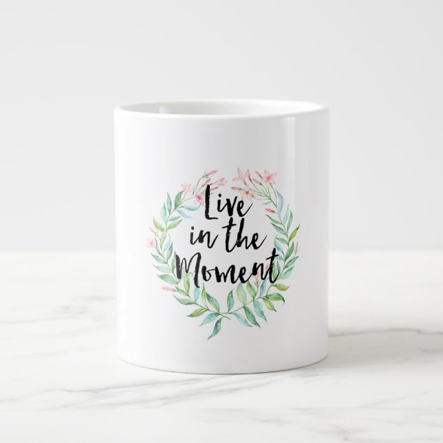 Grande Tasse Vivez dans le moment Jasmine aquarelle Floral (Devant)