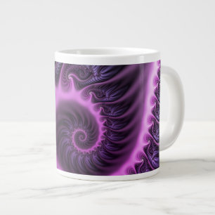 Grande Tasse Vivid Cool Abstrait rose violet Fractal Art Spiral