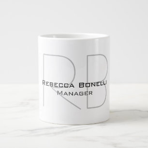 Grande Tasse Votre nom Monogramme Votre titre Moderne
